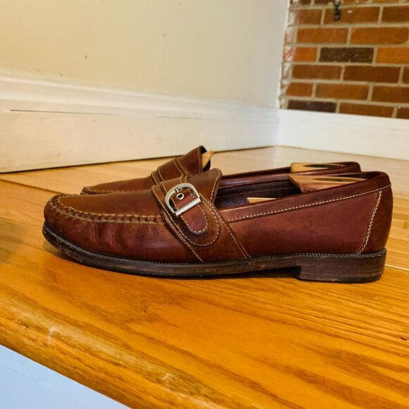 Cole Haan Mens Burgundy Cognac Leather Loafers Size US 10.5 M - Picture 9 of 14